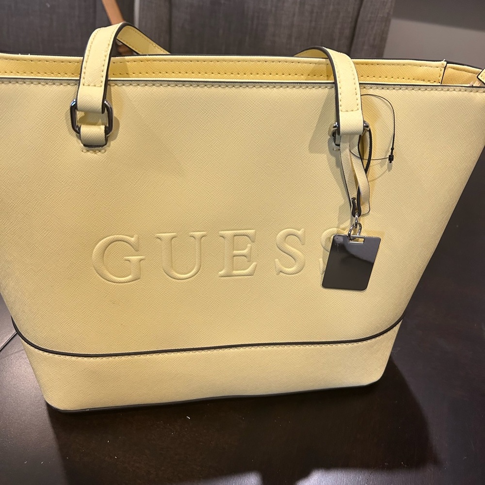 Guess Light Yellow Tote Bag